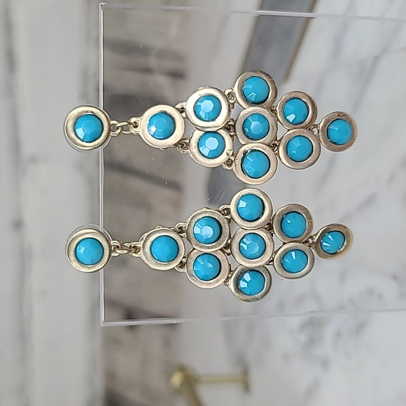Lucky Brand Turquoise Chandelier Post Earrings in Silver & Turquoise - Picture 1 of 13